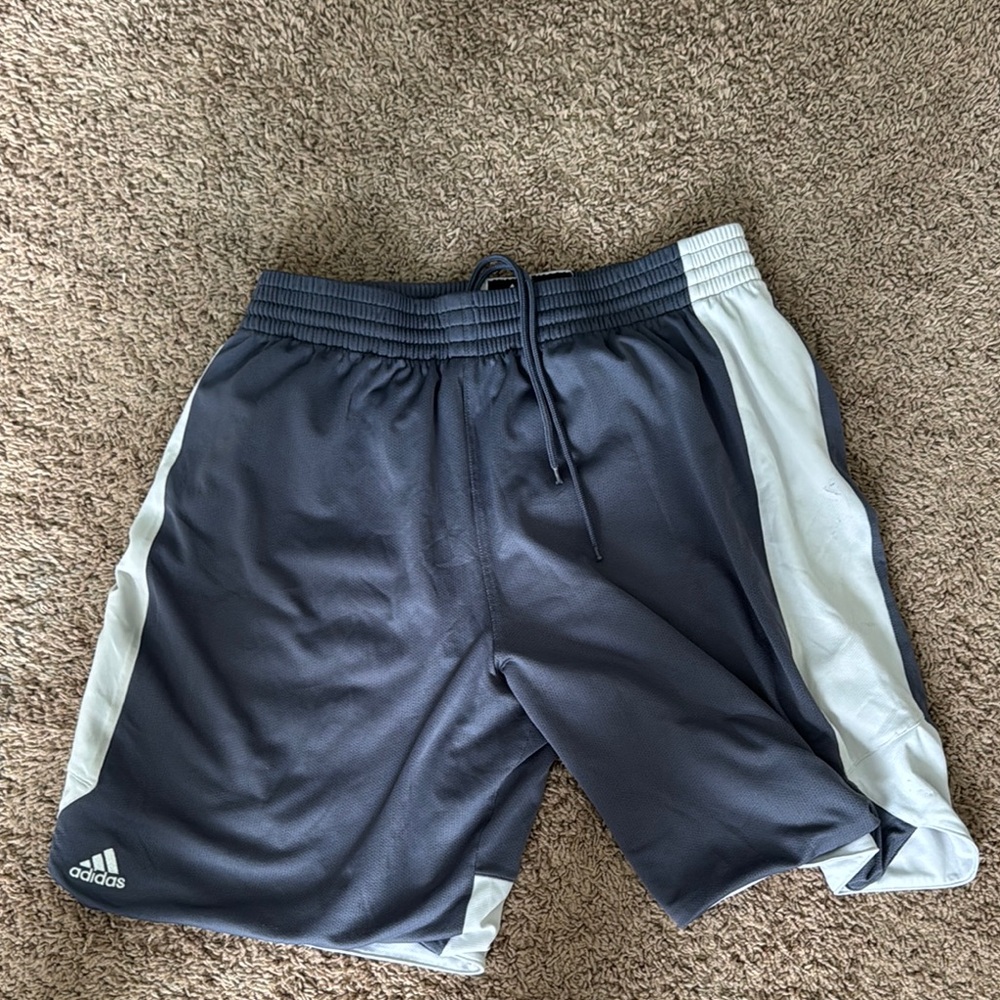 Adidas Men's Black and White Athletic Shorts